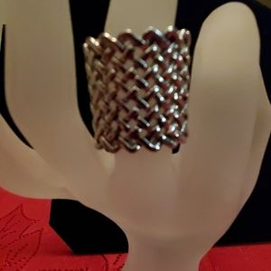 Latticed Silver Ring Costume Jewelry Size 8